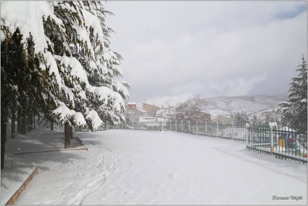 Konya’nın karla kaplı ilçesinden kartpostallık kareler 27